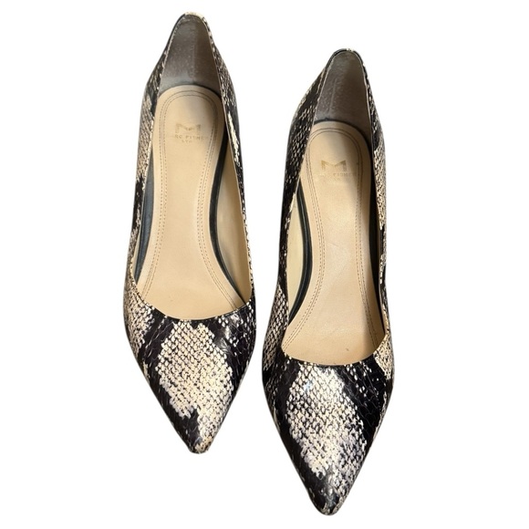 MARC FISHER LTD Women's Black Tan Multi  Snake Block Heels Pumps Leather EUC - Picture 10 of 17